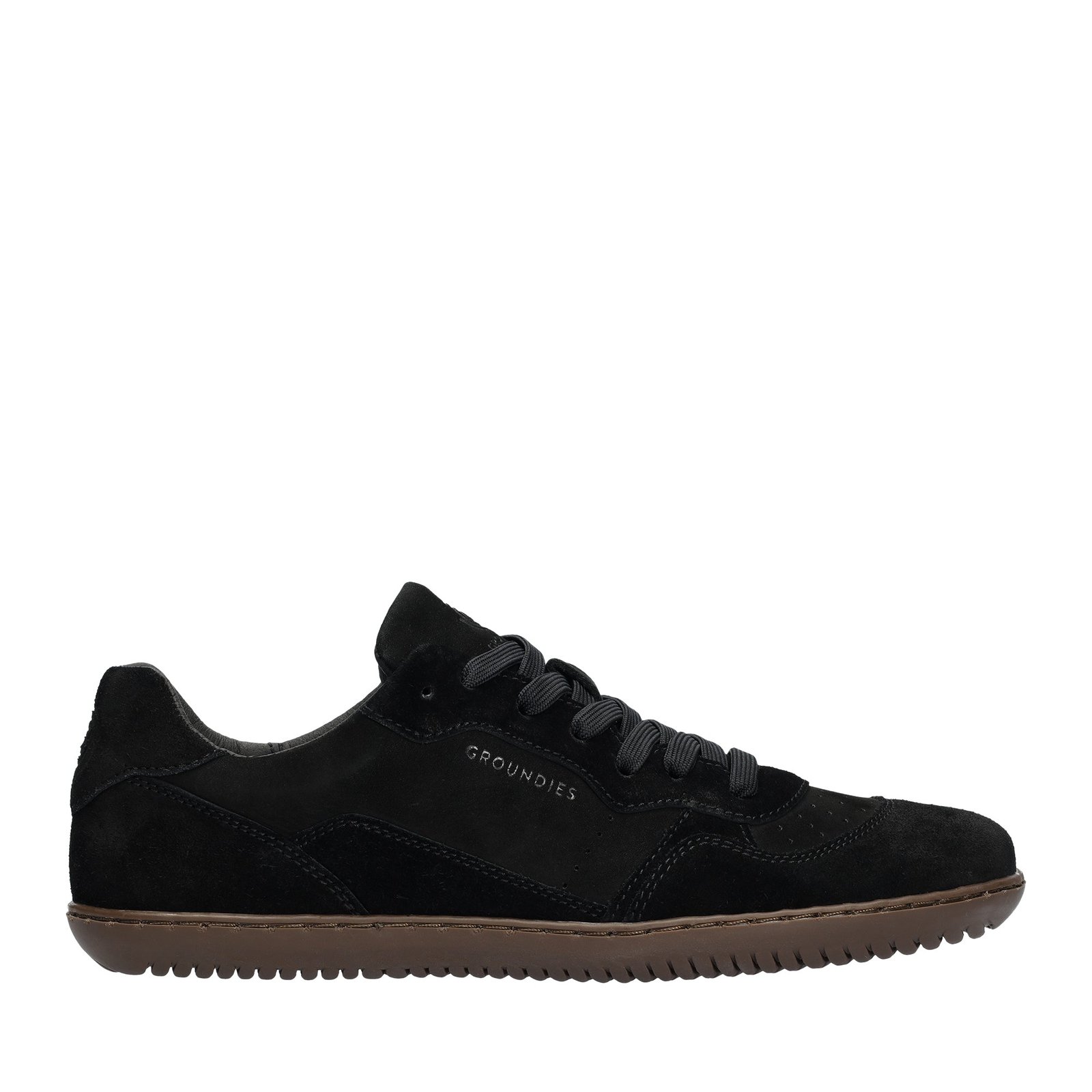 Groundies Nova — sneaker barefoot de piel negra